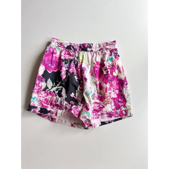 ROCOCO SAND Tessa Pink Floral Cotton Puff Sleeve Wrap Top Shorts Set, Size S - Picture 10 of 16